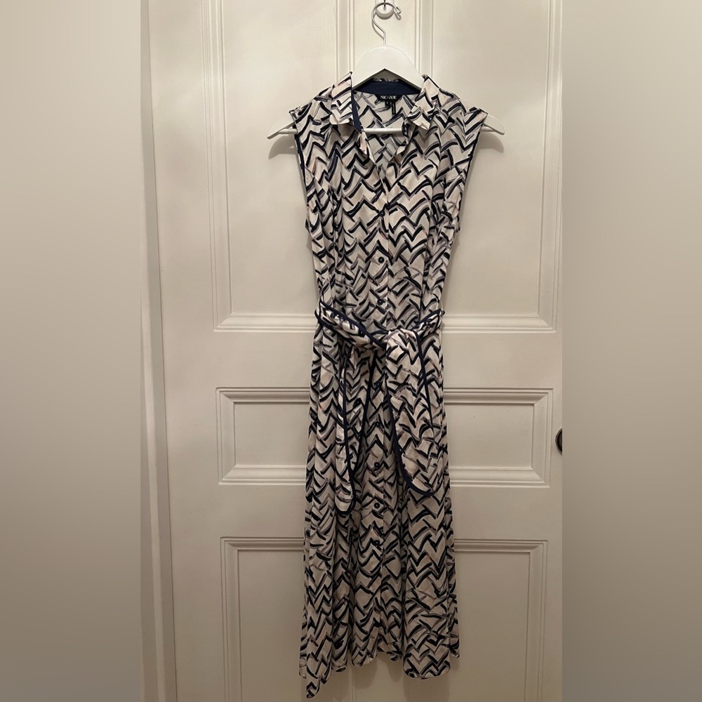 NIC+ZOE Navy and White Sleeveless Sundress